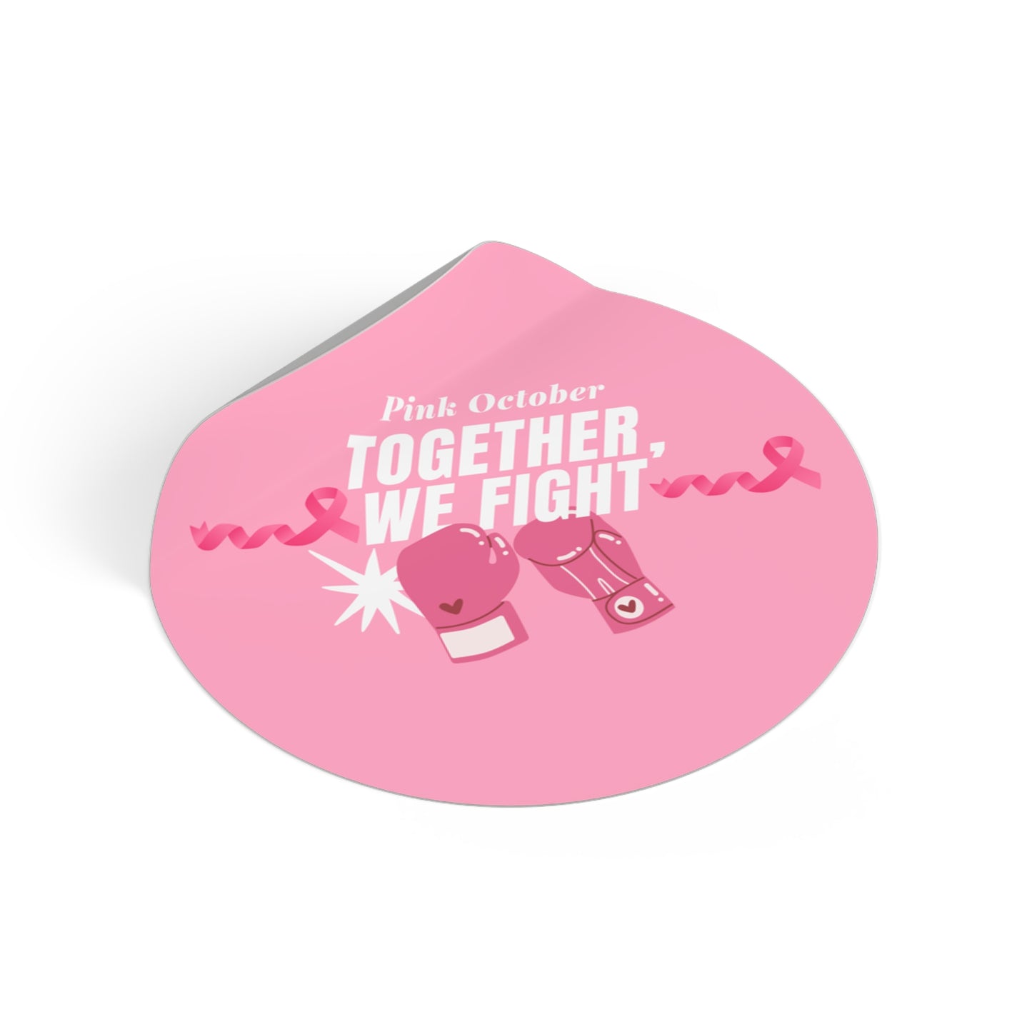 Empowering Round Vinyl Sticker for Breast Cancer Awareness