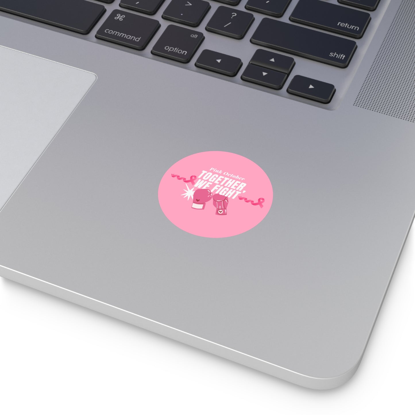 Empowering Round Vinyl Sticker for Breast Cancer Awareness