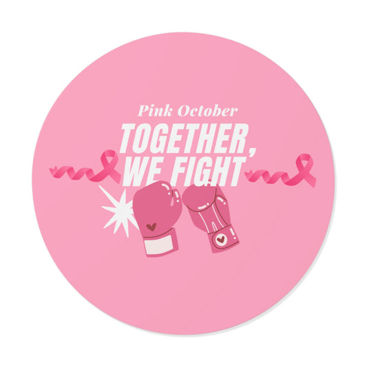 Empowering Round Vinyl Sticker for Breast Cancer Awareness